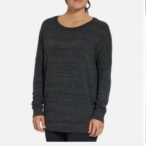 Calia grey 1x oversized sweatshirt zipper detail